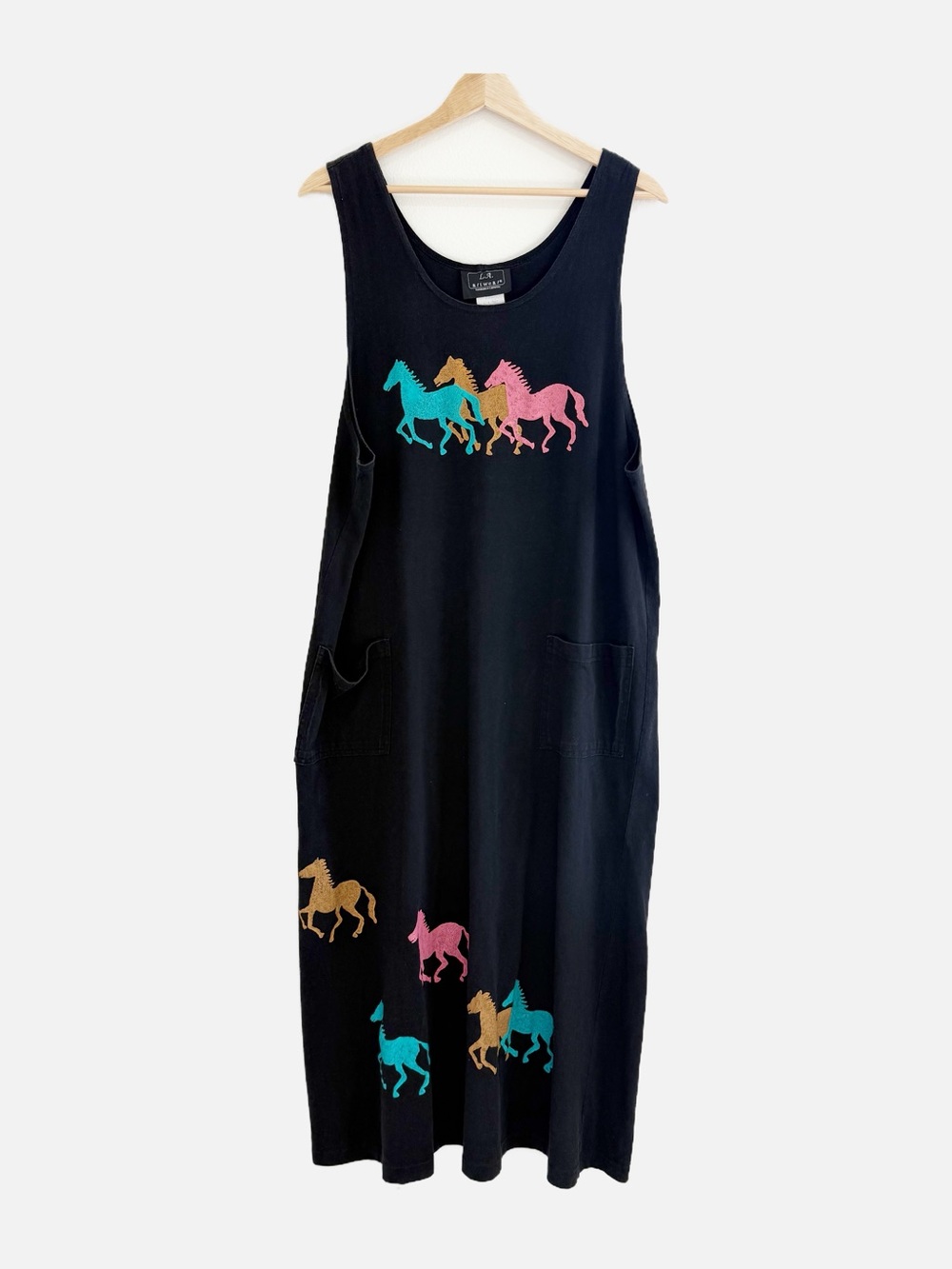 L.A. Artwear Handmade California Horse Print Sleeveless Pocket Maxi Dress